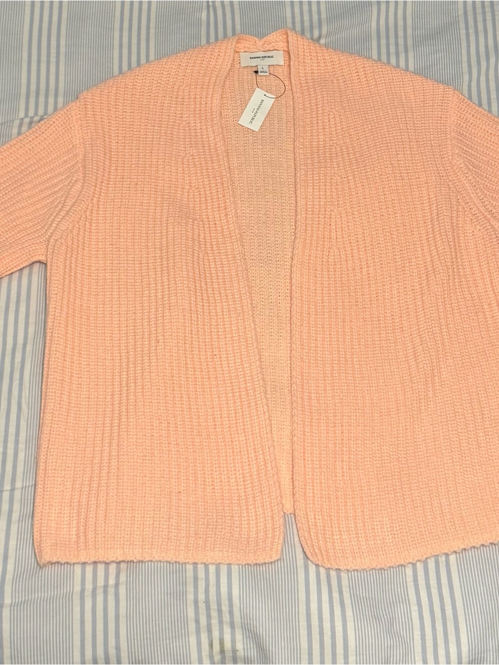 Mango Banana Republic Open-Front Ribbed Cardigan - Peach